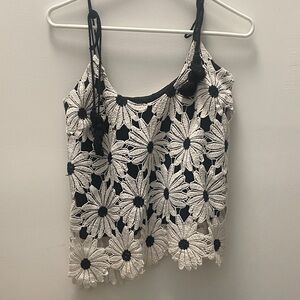 Judith March Black Lined Crochet Daisy Camisole